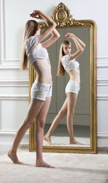 Adriana - a 15-year-old tall thin girl with big grey eyes and natural lips, the eighth photo session by Serhiy Lvivsky, taken in June 2026, portrait 53/64
