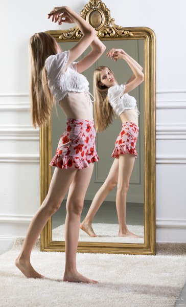 Adriana - a 15-year-old tall thin girl with big grey eyes and natural lips, the eighth photo session by Serhiy Lvivsky, taken in June 2026, portrait 58/64