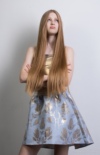 Maya - a 15-year-old natural blonde girl with grey-blue eyes, the third photo session by Serhiy Lvivsky, taken in July 2025, picture 54