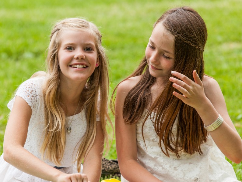 two cute girls in Sigtuna, Sweden in June 2014, picture 3 out 4
