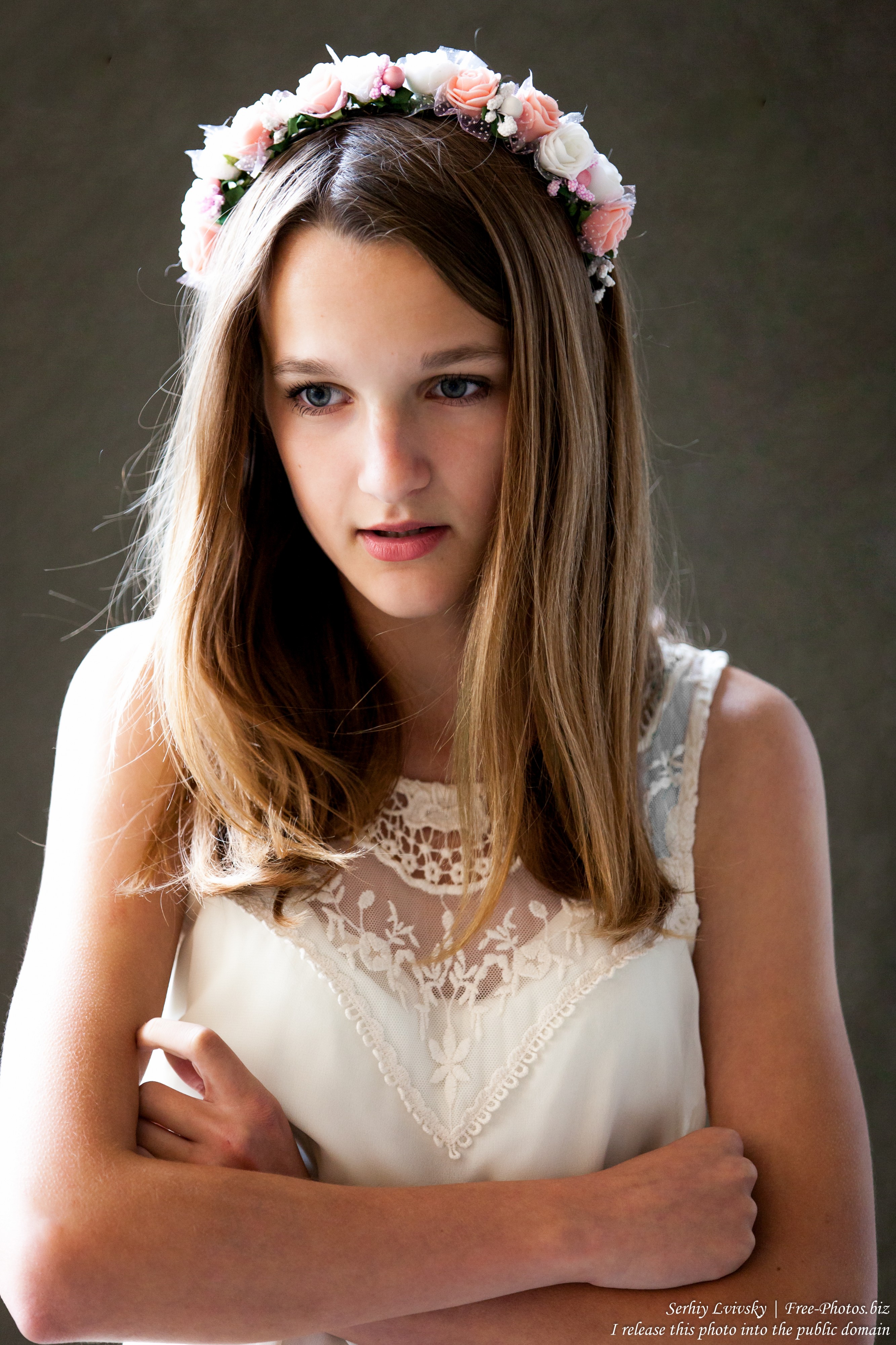 a 13-year-old Catholic girl in a white dress photographed in June 2015, picture 4