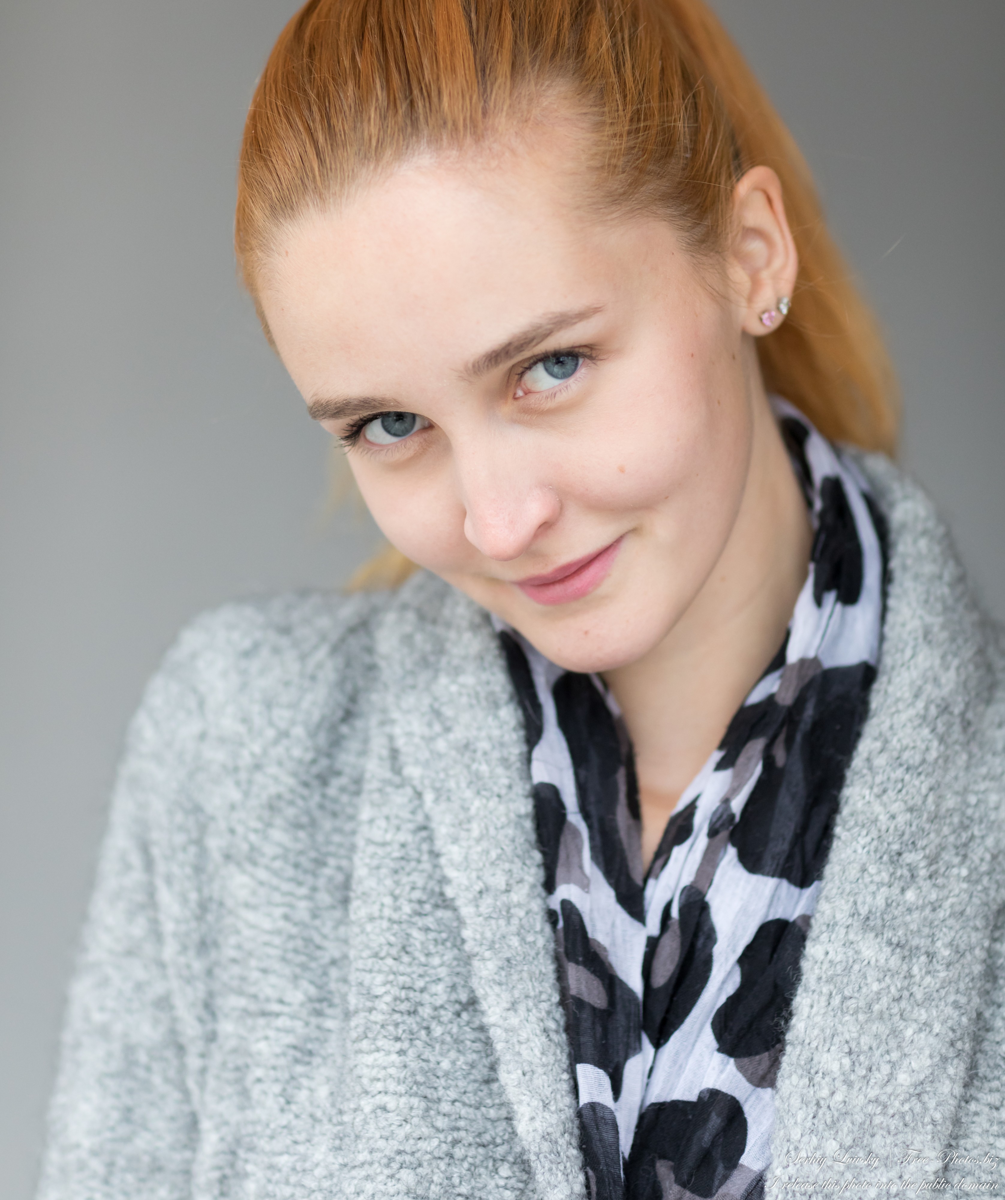 Ksenia - a 25-year-old girl with blue eyes and dyed hair photographed in November 2021 by Serhiy Lvivsky, portrait 2