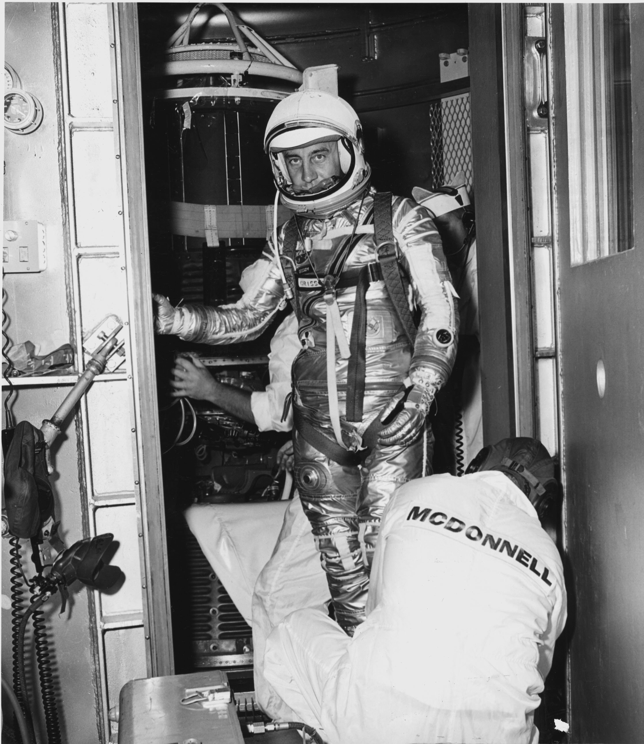 Gus Grissom after taking part in simulated flight 61-MR4-48