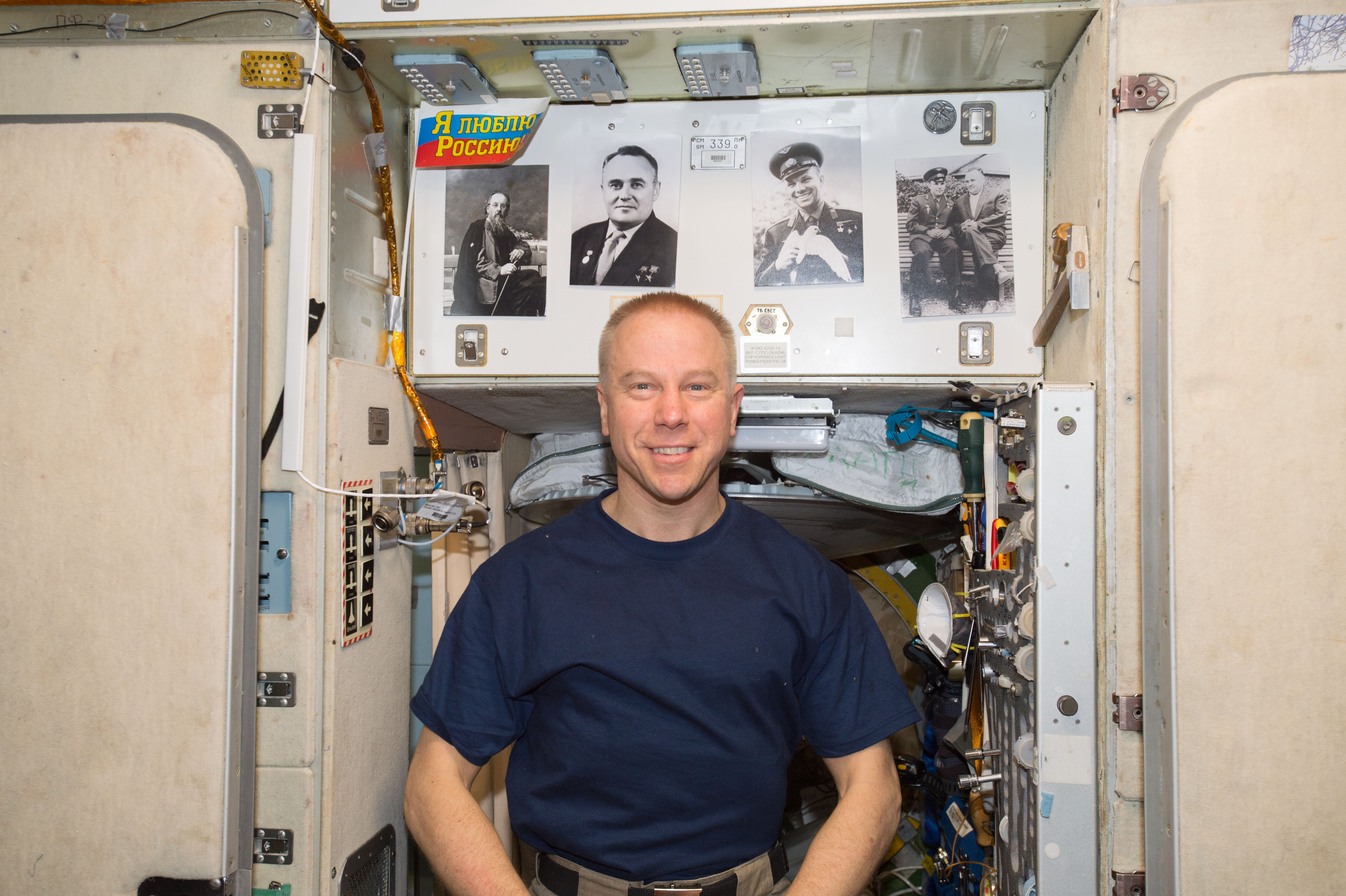 ISS-47 Tim Kopra in the Zvezda Service Module