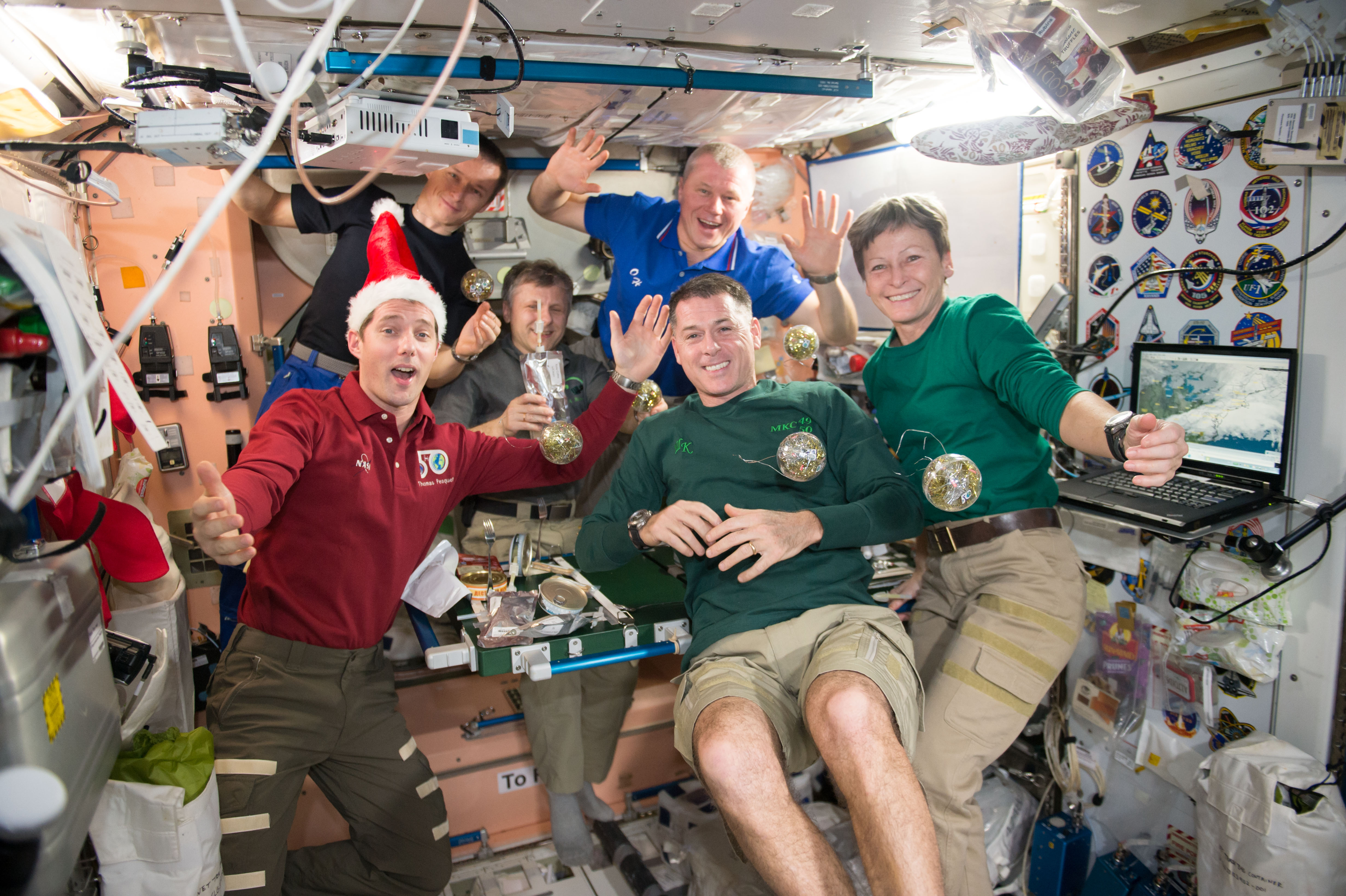 ISS-50 crew members celebrate Christmas Eve