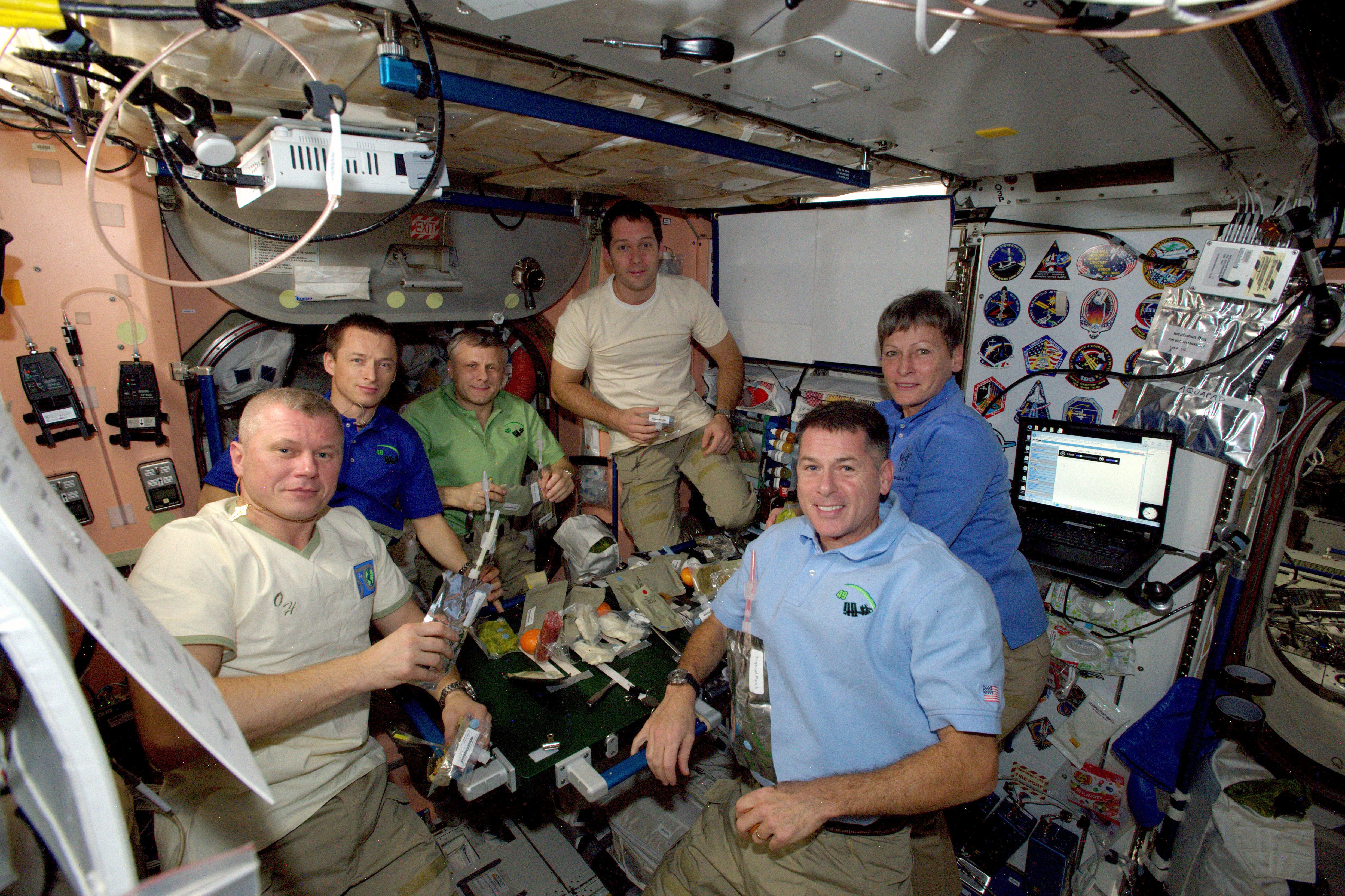 ISS-50 crew members celebrate Thanksgiving Day