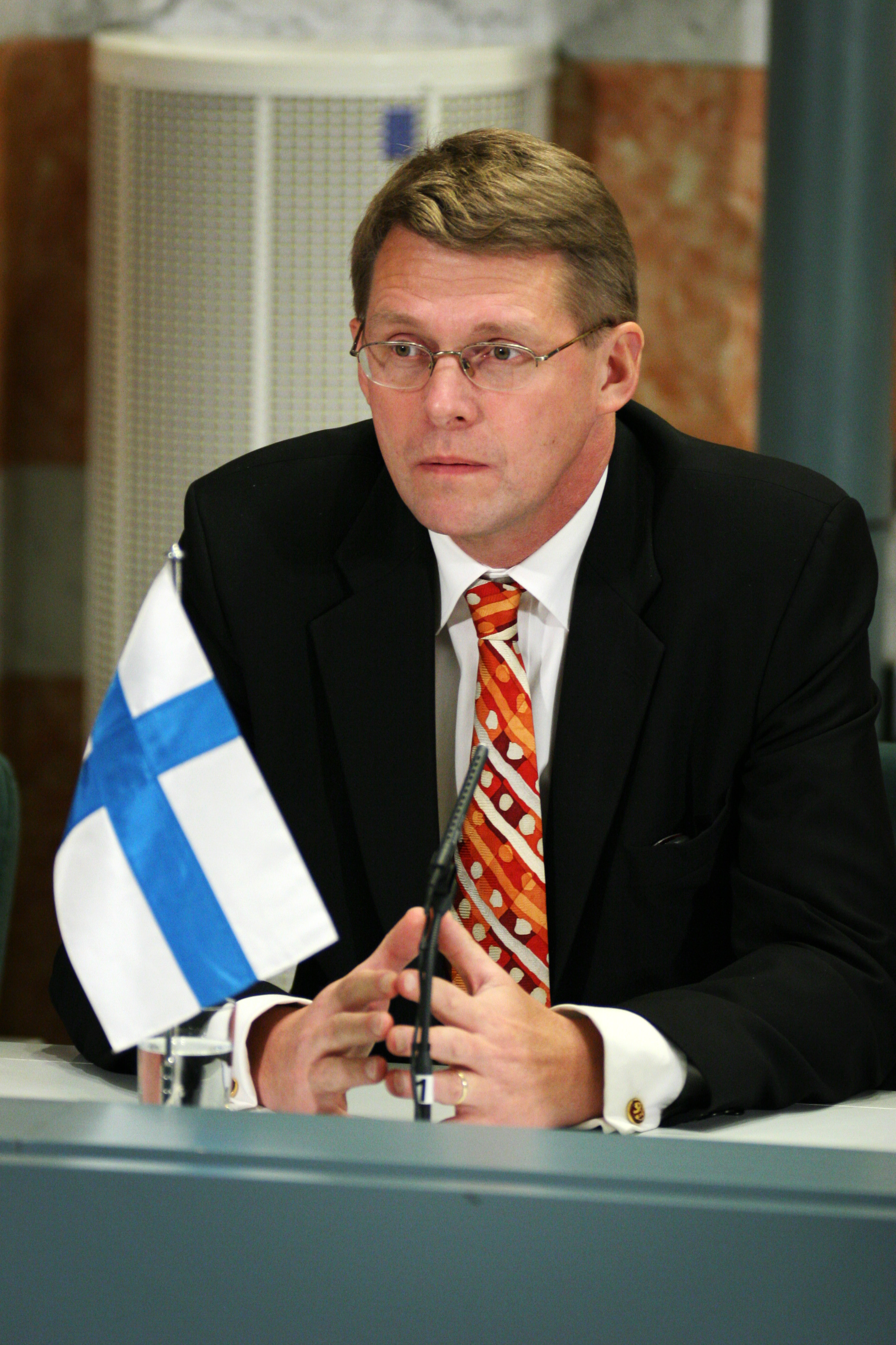 Matti Vanhanen, Finlands statsminister, under presskonferens vid Nordiska radets session i Stockholm