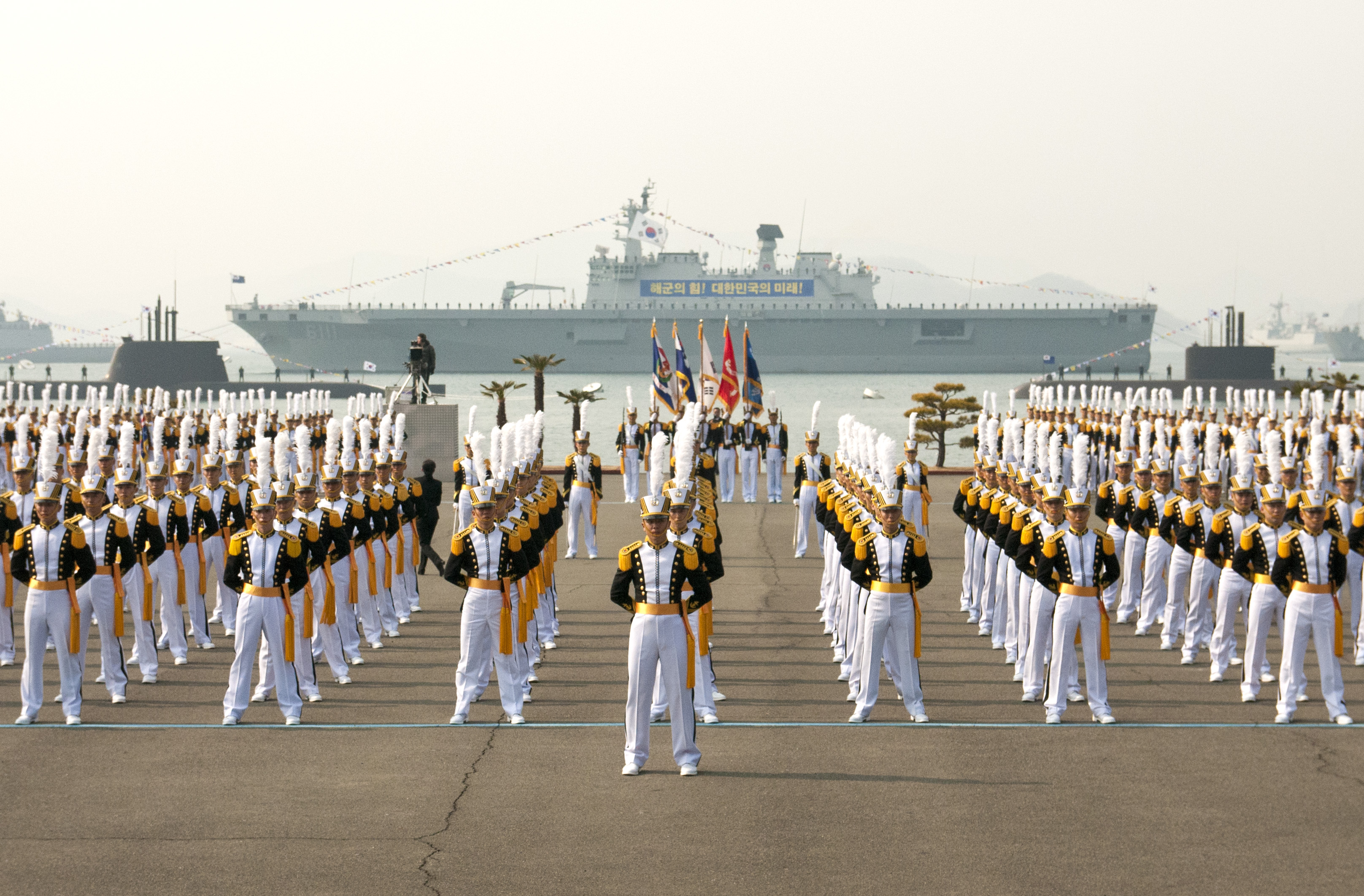 Midshipmen at the ROK Naval Academy graduation.