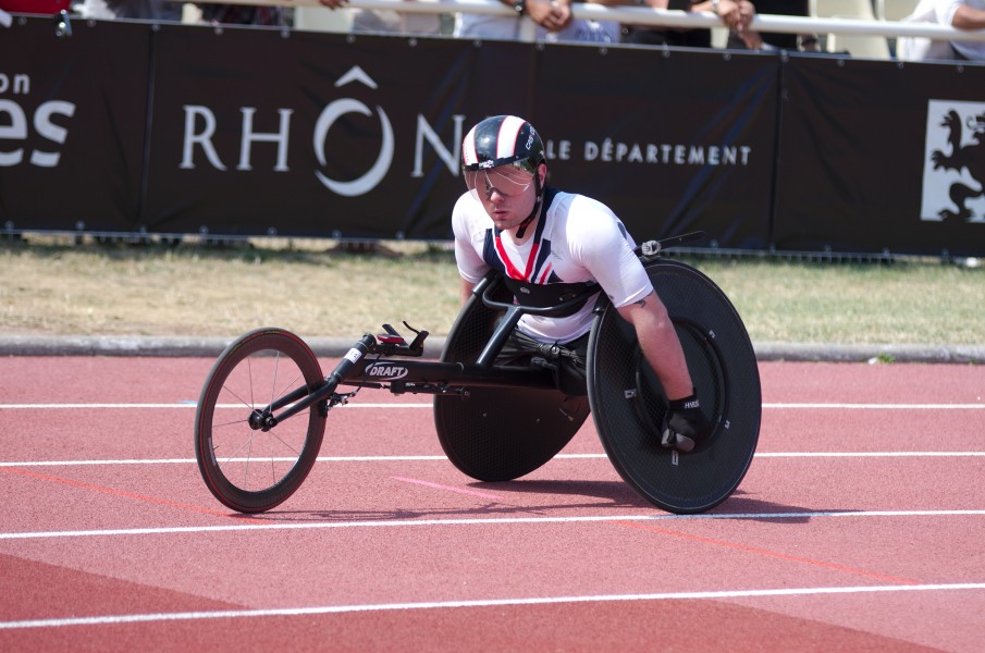 2013 IPC Athletics World Championships - 26072013 - Mickey Bushell second of the Men's 100m - T53