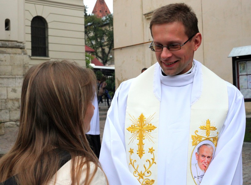 people near a Church during a Catholic celebration, picture 1