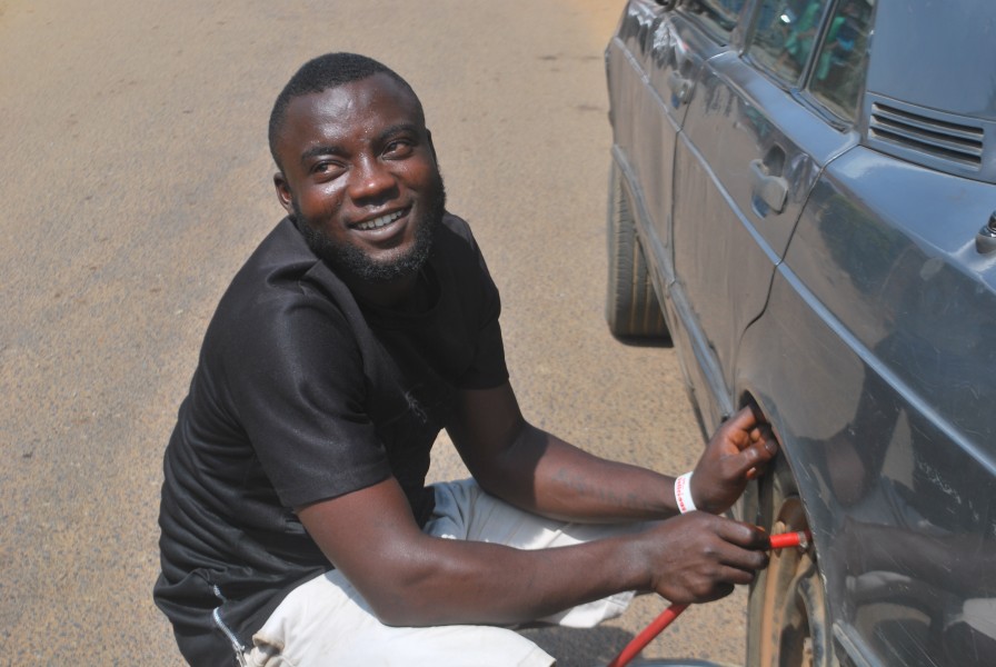 A vulcanizer at work in Ilorin
