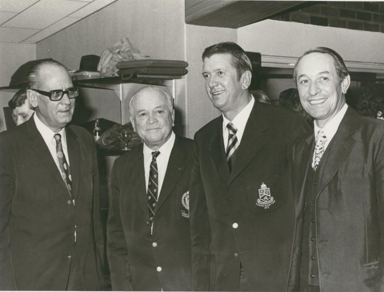 Adriaan Pelzer, Danie Craven, Daan Swiegers and Prof. De Villiers