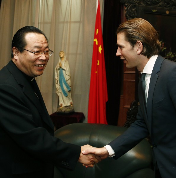 Archbishop Joseph Li Shan and Sebastian Kurz 2014 (15606607701)