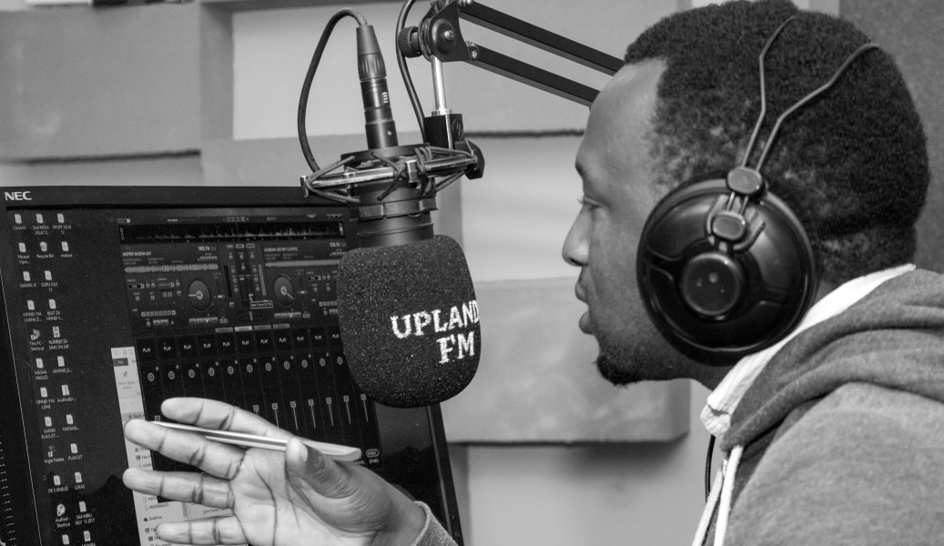 At radio station
