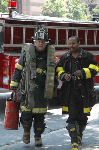 Chicago fire fighters walking