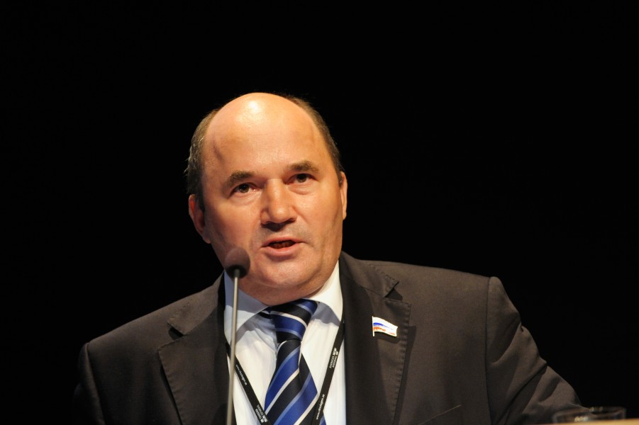 Georgy Leontiev parlamentariker fran Ryssland talar vid BSPC-s mote i Visby 2008-09-02 (1)