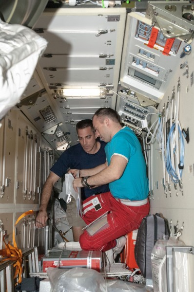 ISS-35 Alexander Misurkin and Chris Cassidy work in Rassvet