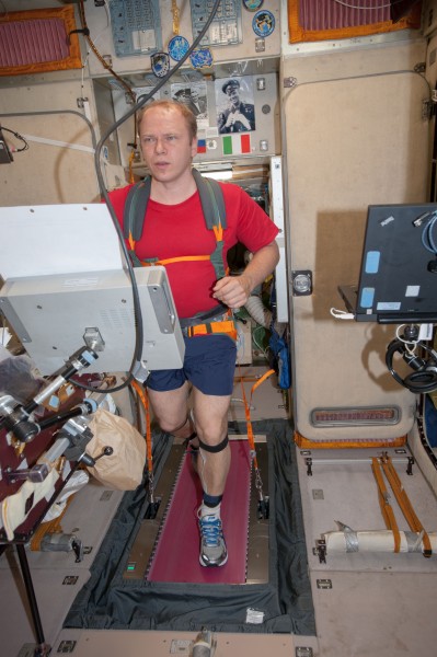 ISS-37 Oleg Kotov exercises on the TVIS