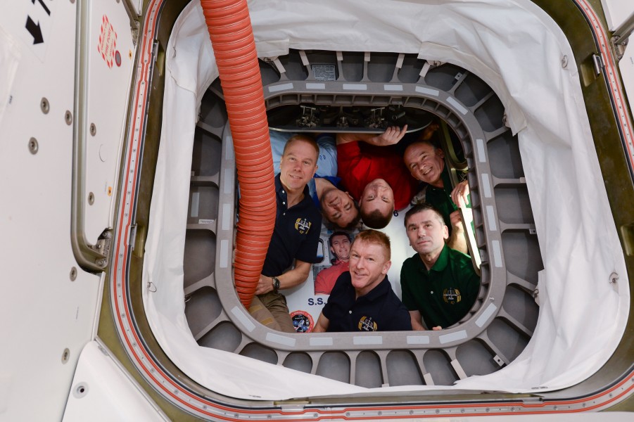 ISS-47 Crew members inside Orbital ATK's Cygnus OA-6 vehicle