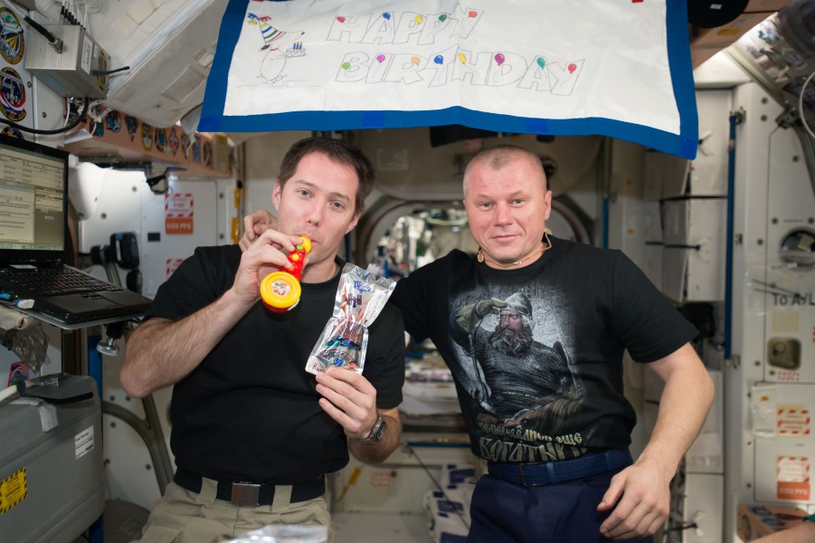 ISS-50 Birthday of astronaut Thomas Pesquet in the Unity module