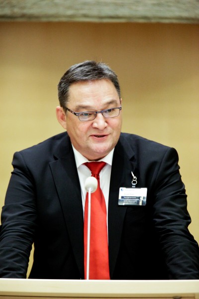Kuupik Kleist, Regeringschef, Gronland talar vid Nordiska radet session i Stockholm 2009