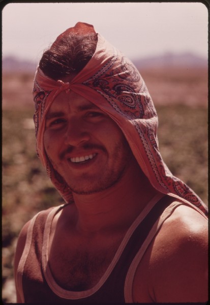 MEXICAN FARM WORKER IN THE IMPERIAL VALLEY. HE CARRIES A GREEN CARD WHICH PERMITS HIM TO WORK ON U.S. FARMS - NARA - 549080