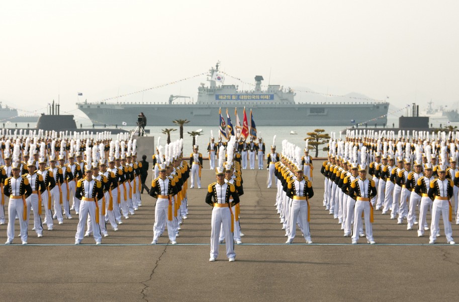 Midshipmen at the ROK Naval Academy graduation.