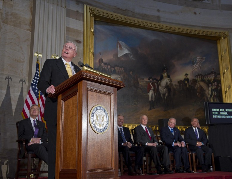 Neil Armstrong speaks during congressional gold medal ceremony