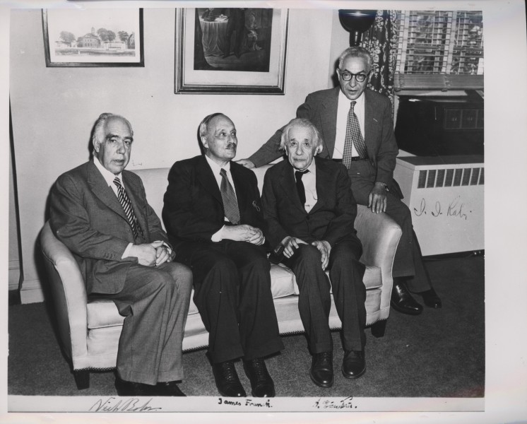 Portrait of Albert Einstein, Niels Bohr, James Franck and Rabi