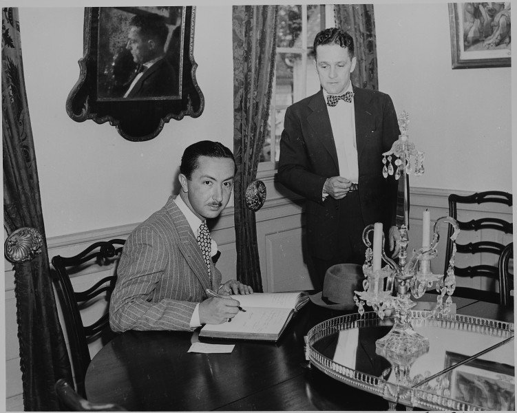 Prince Abdul Ilah of Iraq signing a guest book during his visit to the United States. - NARA - 199090