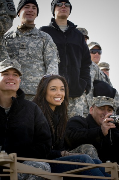 Rachel Smith watches the 2007 USO Holiday Tour stop at Logistics Support Area Anaconda,