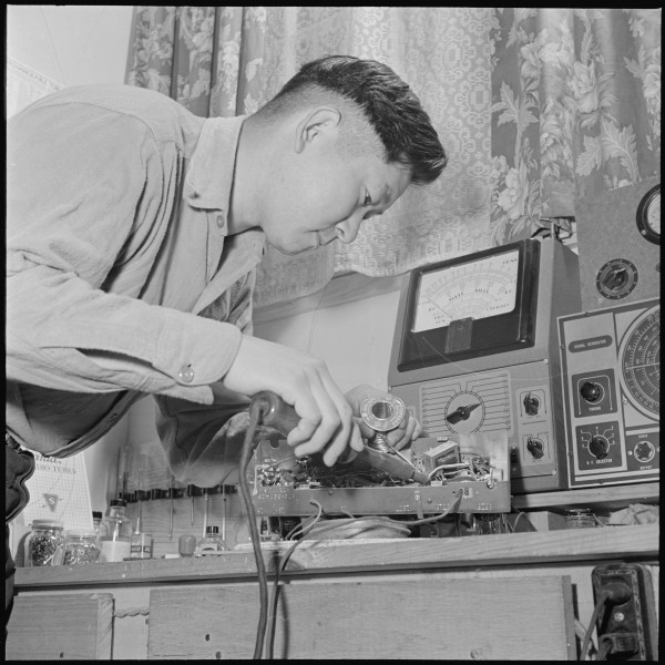 Rohwer Relocation Center, McGehee, Arkansas. John K. Matsuhiro, a former California radio service m . . . - NARA - 539366