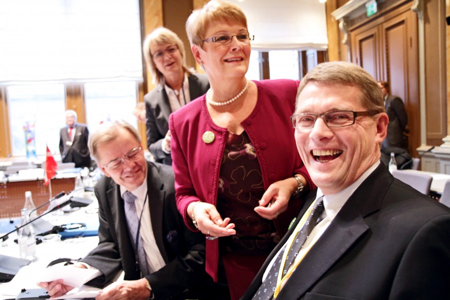 Sveriges vice statsminister, Maud Olofsson och Finlands statsminister, Matti Vanhanen. Nordiska radets session i Stockholm 2009 (1)