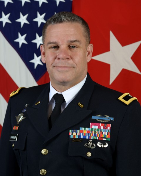 U.S. Army Brig. Gen. Michael Warmack, the deputy commander of the Office of Defense Representative-Pakistan poses for a command portrait in the Army portrait studio of the Pentagon in Washington Jan. 16 140116-A-SS368-001
