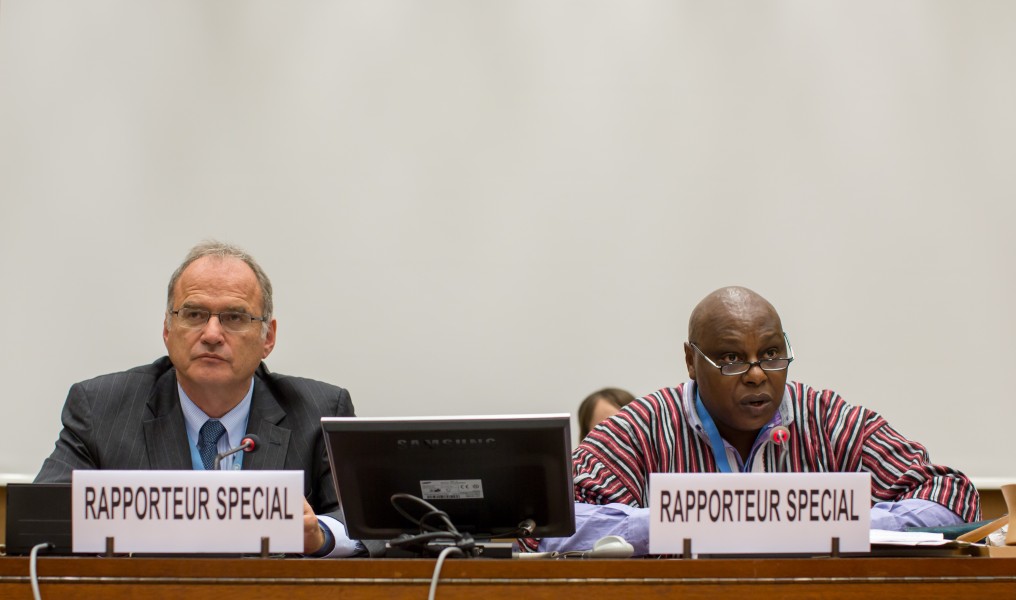 UNSRs Christof Heyns and Maina Kiai open the Member States briefing on the project to develop recommendations for managing peaceful protests