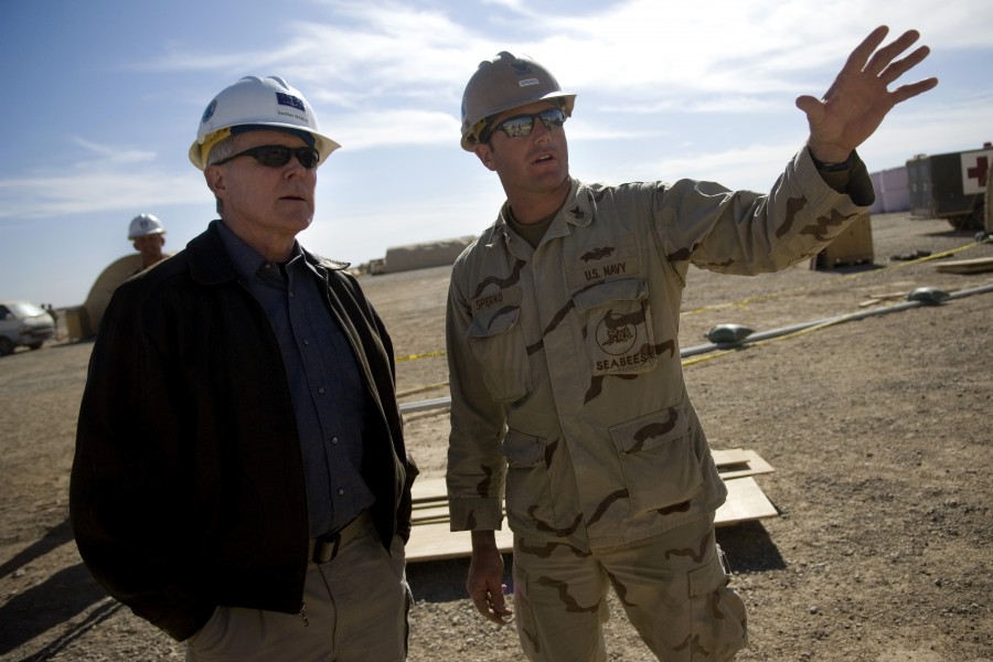 US Navy 091126-N-5549O-145 Secretary of the Navy the Honorable Ray Mabus tours Camp Leatherneck on Thanksgiving Day