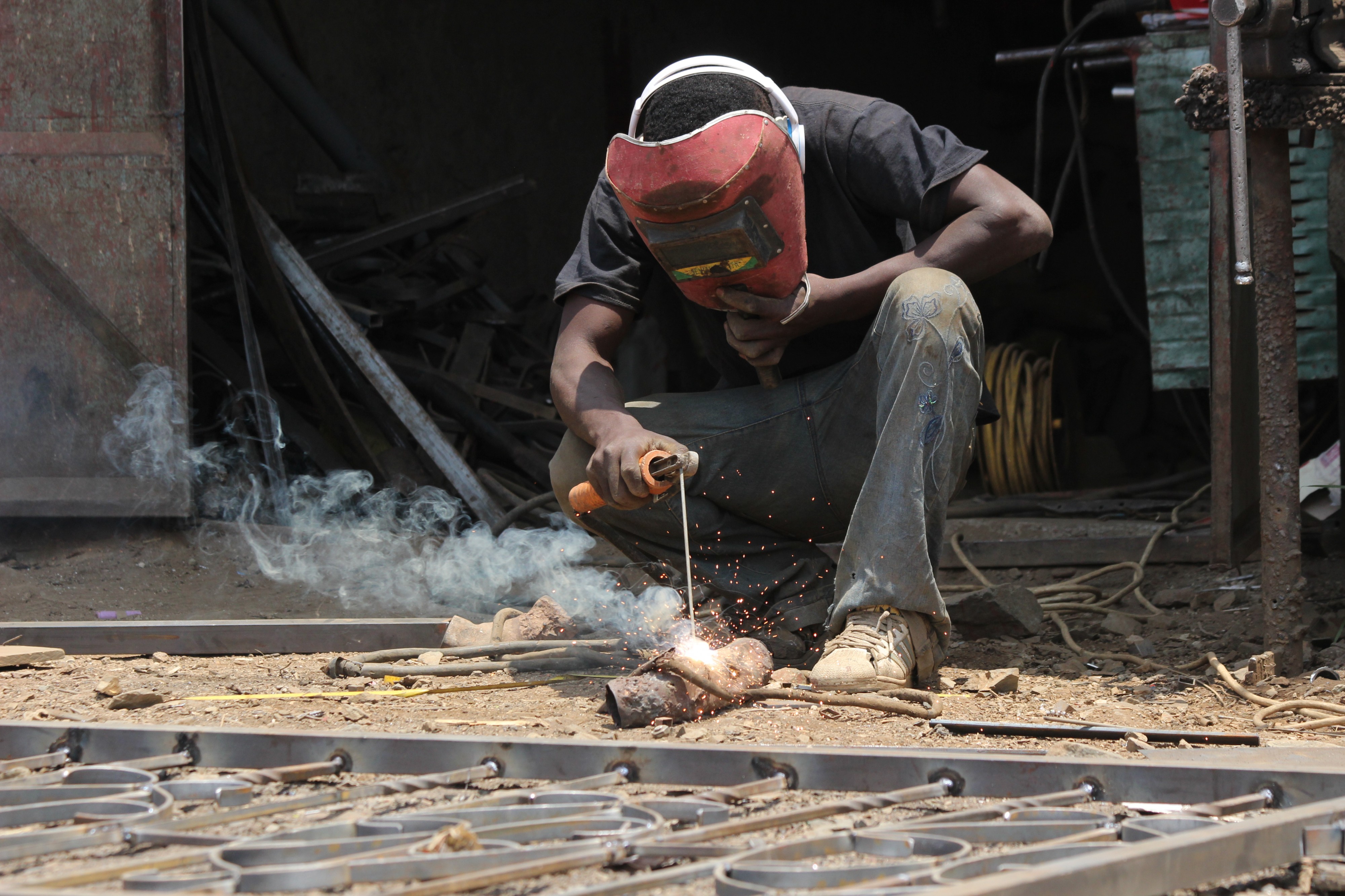 A man is welding