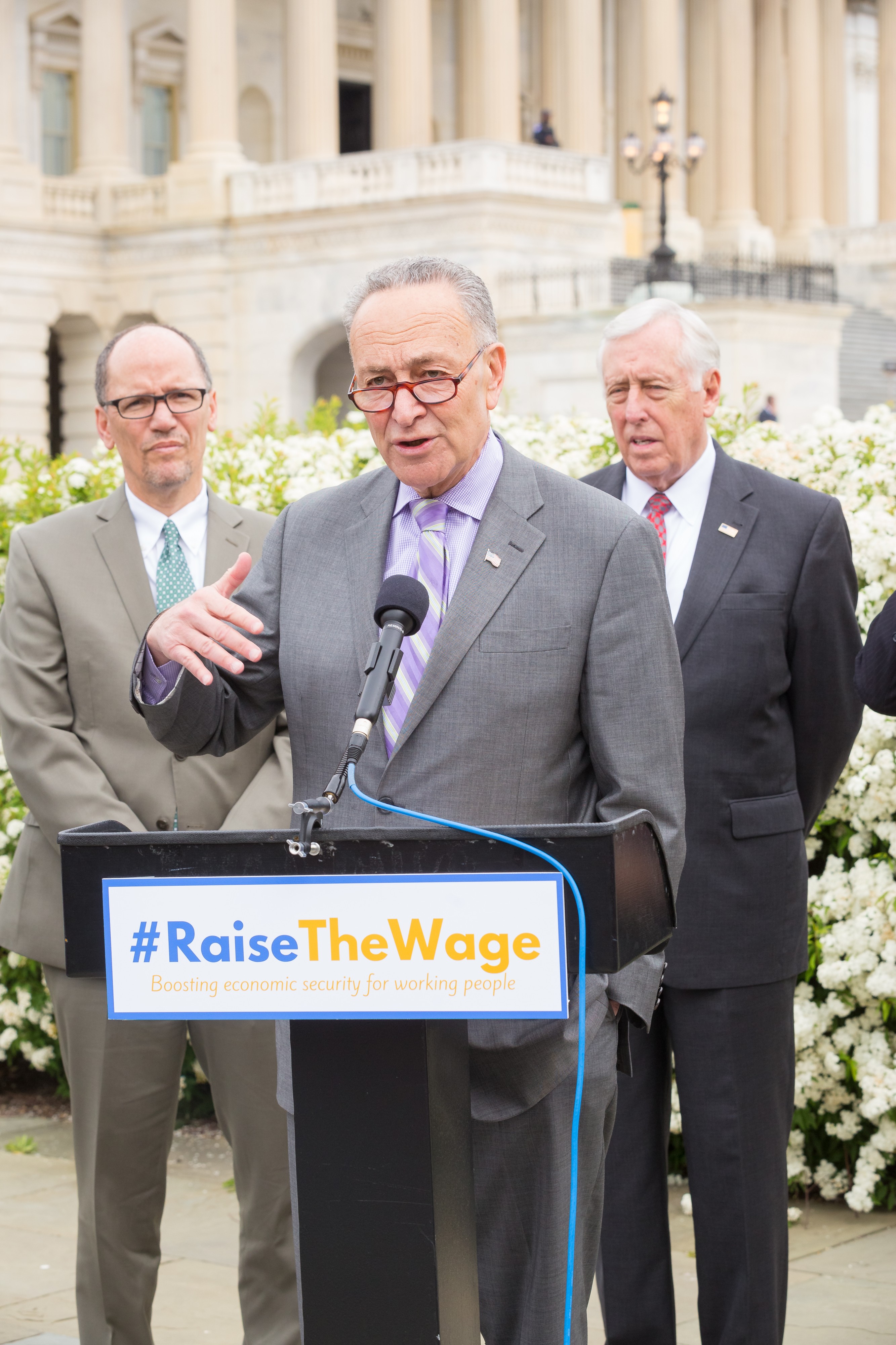 Thomas Perez, Chuck Schumer, and Steny Hoyer, April 2016