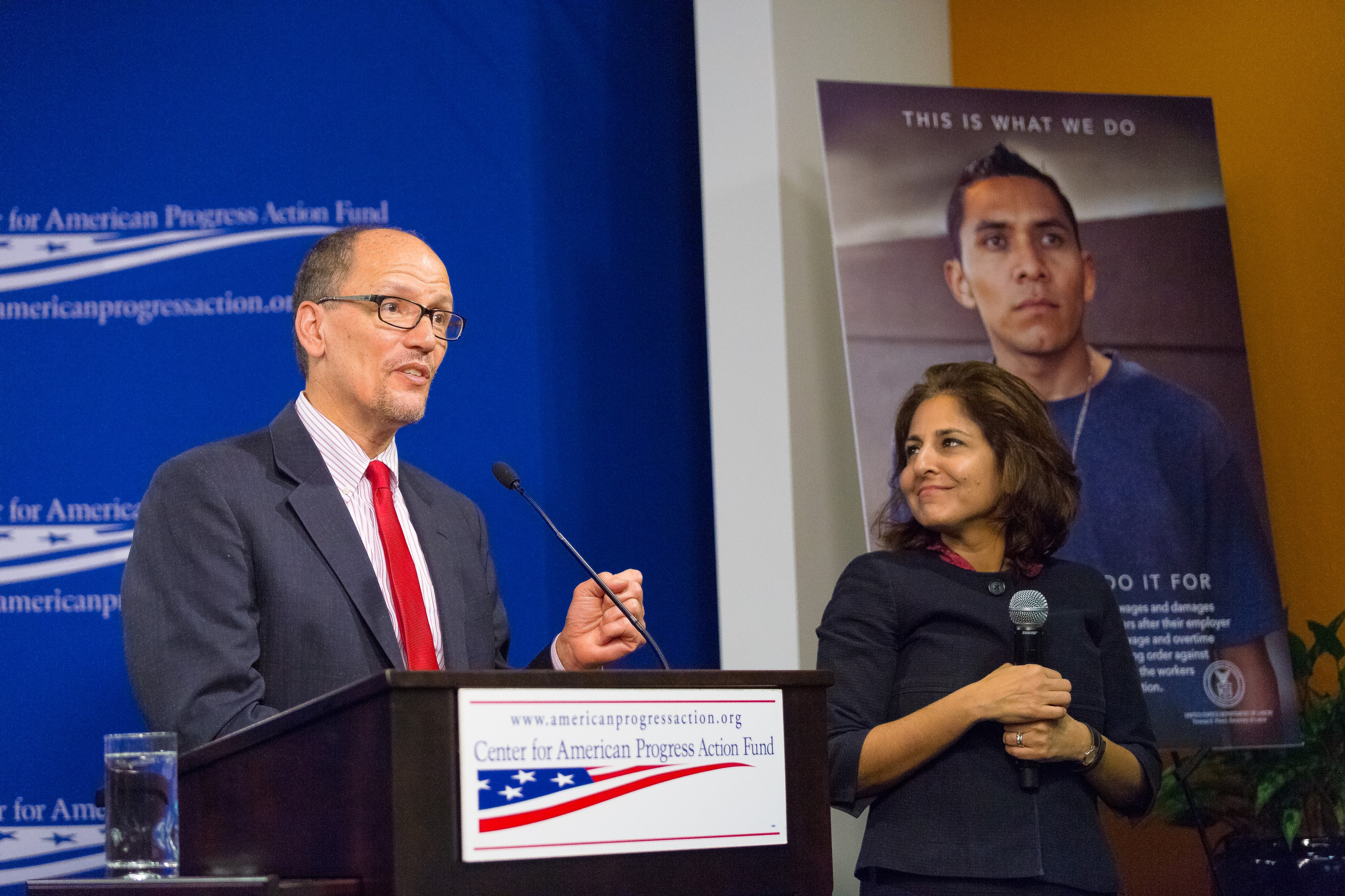 Thomas Perez and Neera Tanden, December 2014