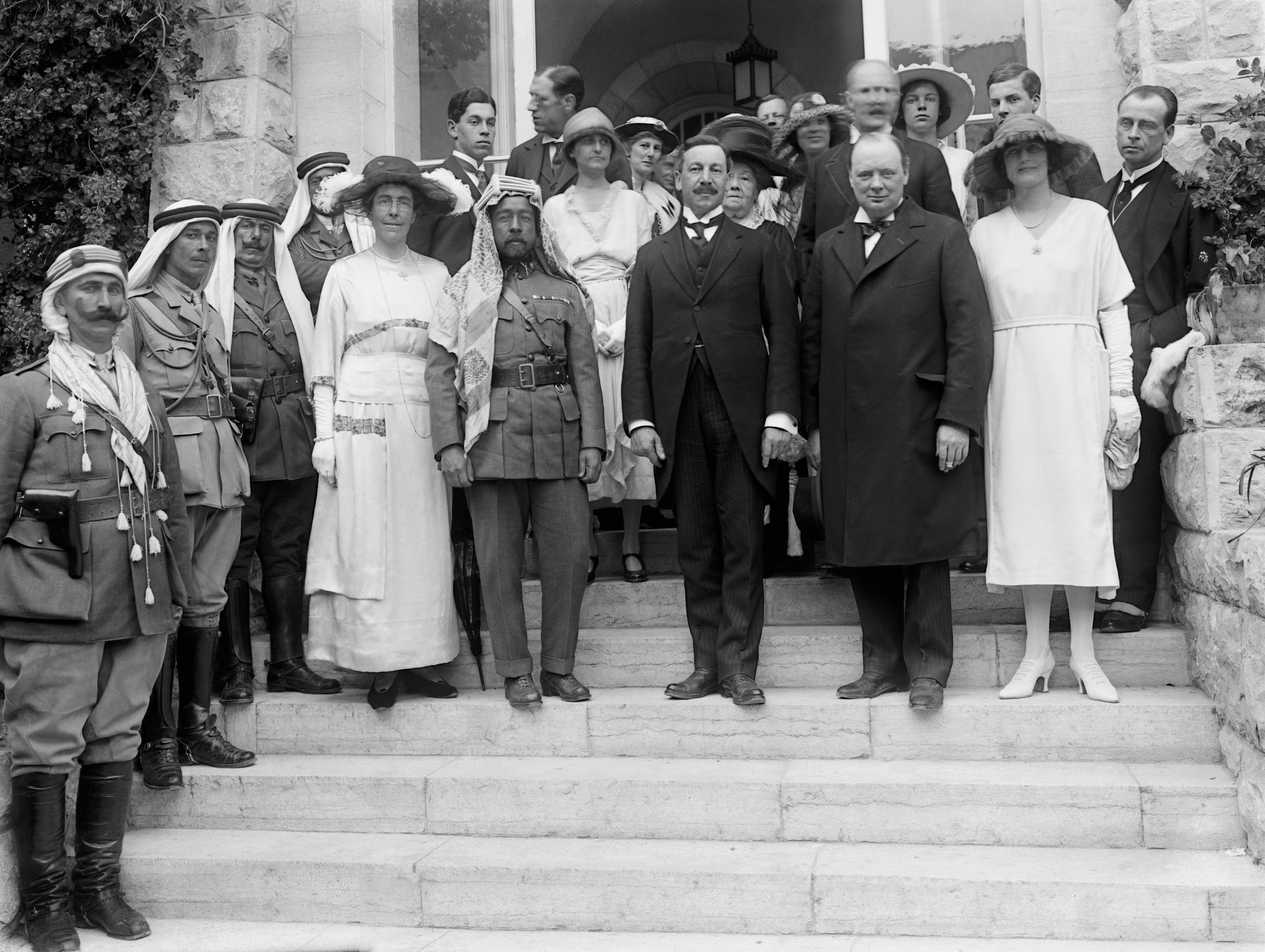 Winston Churchill and Abdullah I of Jordan 1921 (restored)