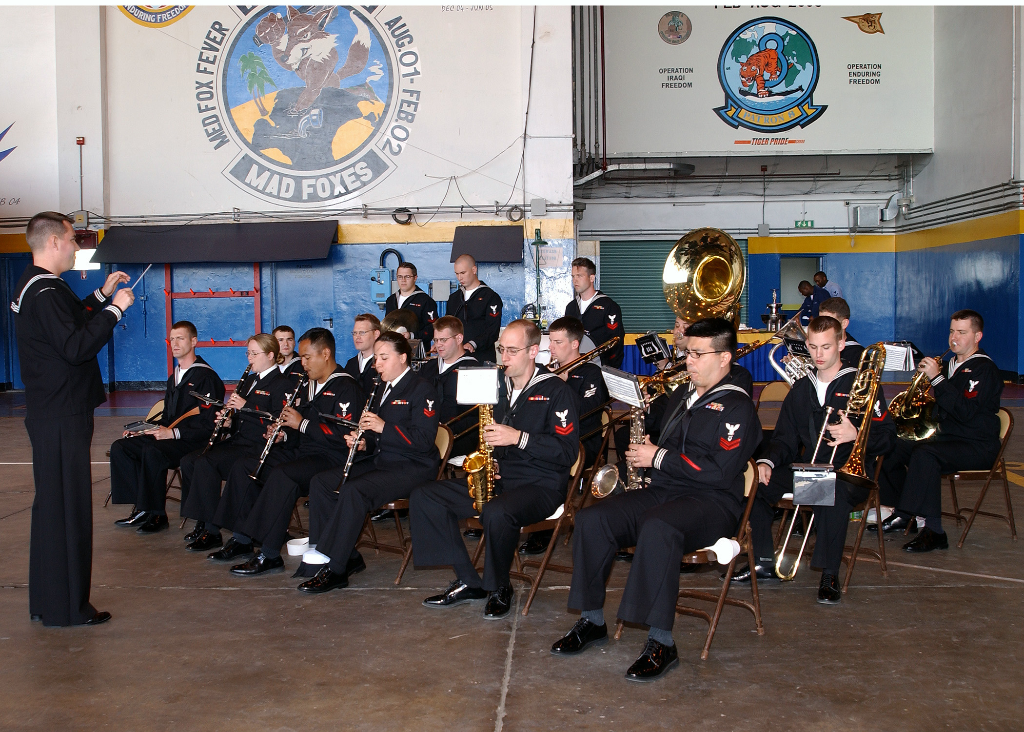 US Navy 050418-N-1550W-002 A U.S. Navy band plays at the change of command ceremony for Patrol Squadron Five (VP-5)