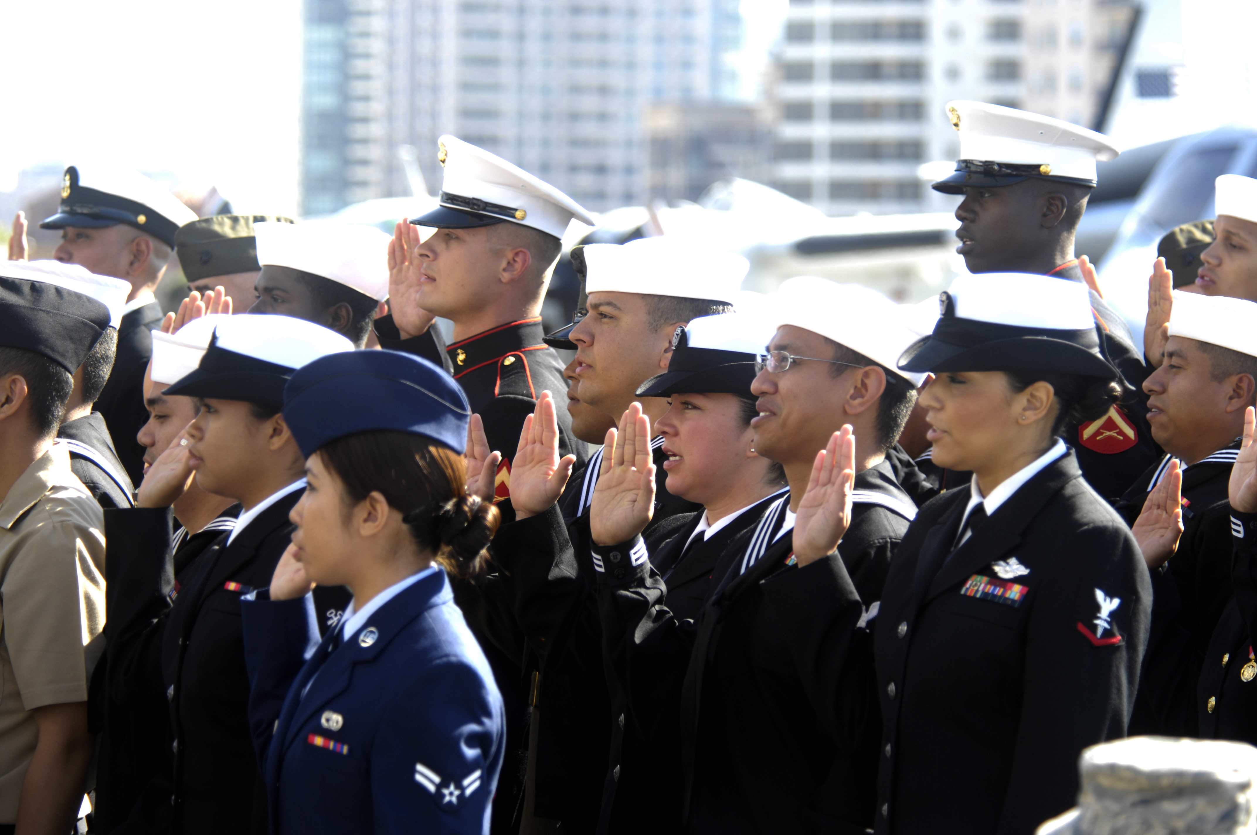 101110-N-6477M-070 Veteran's Day Naturalization Ceremony aboard USS Midway