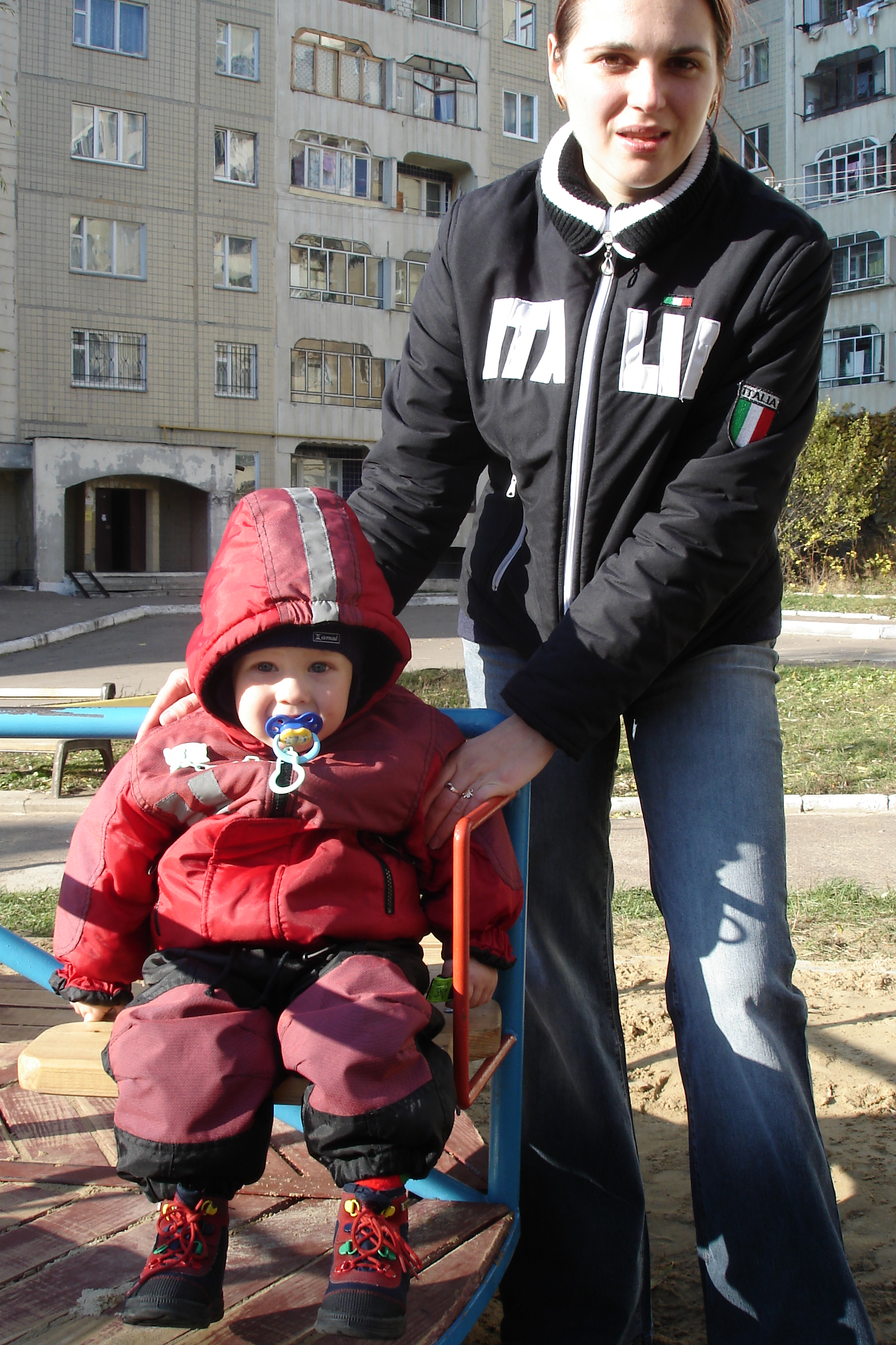 Young woman and a baby boy
