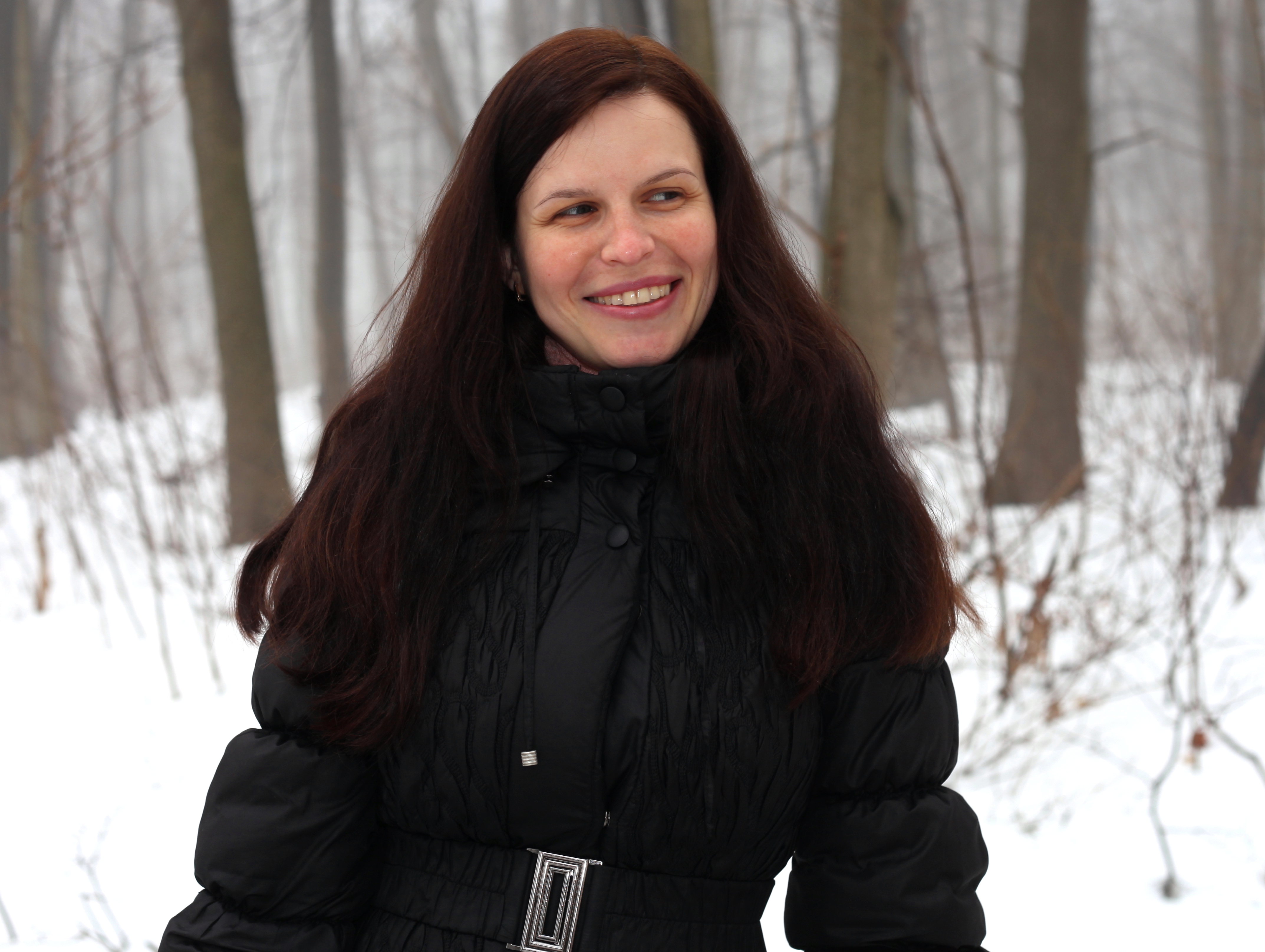 an amazingly beautiful charming Catholic woman in a forest, picture 14