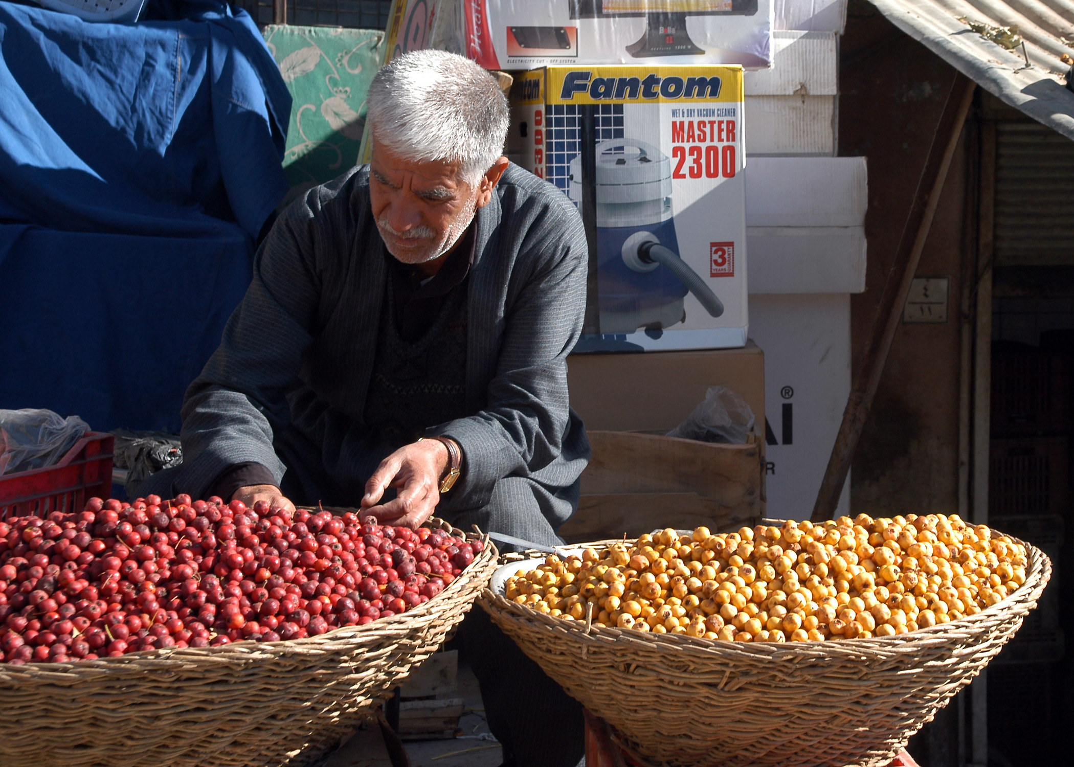 Fruit and vegetable merchant in a souk, Kirkuk