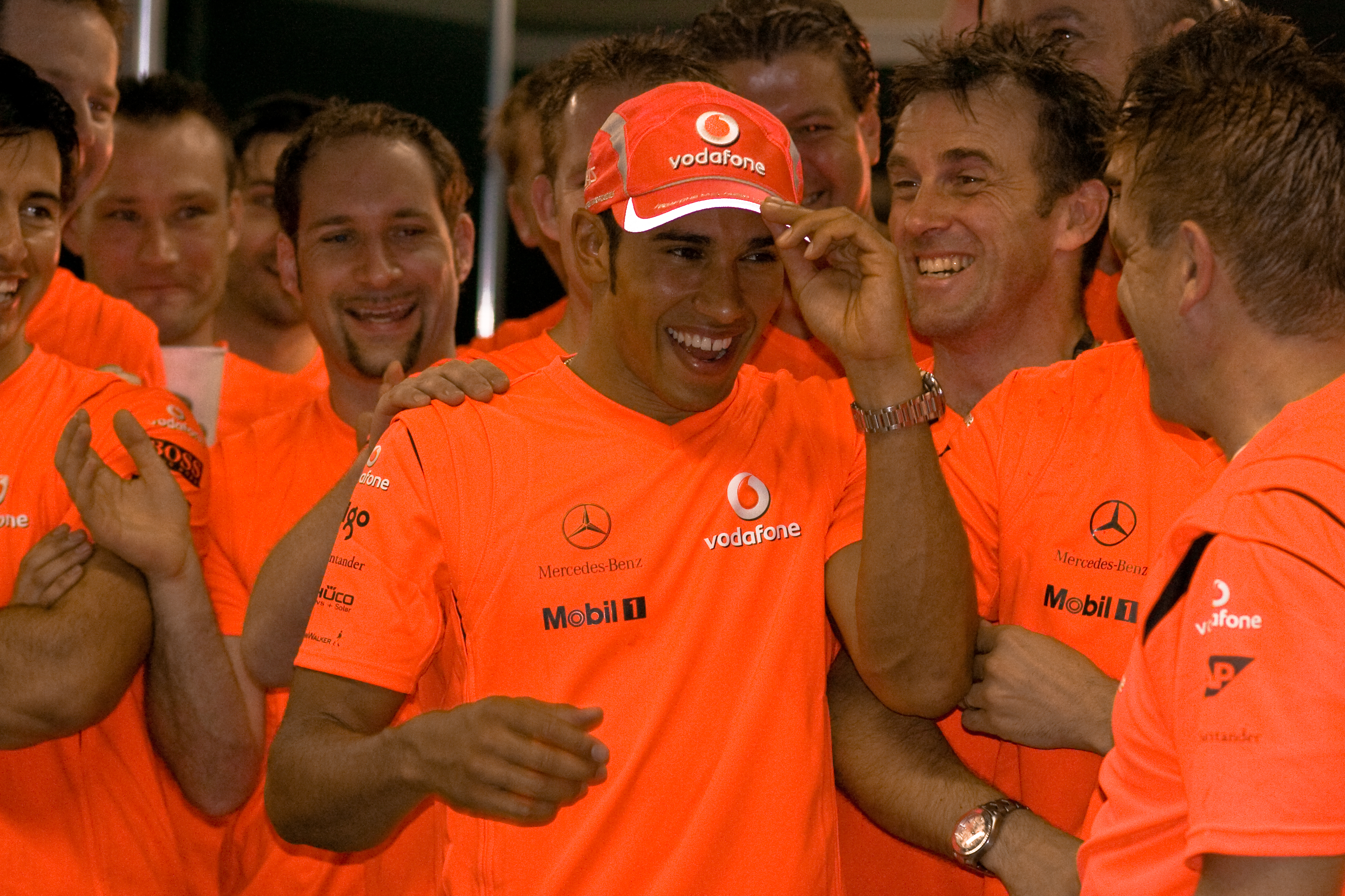 Hamilton Brazil 2008 celebrations