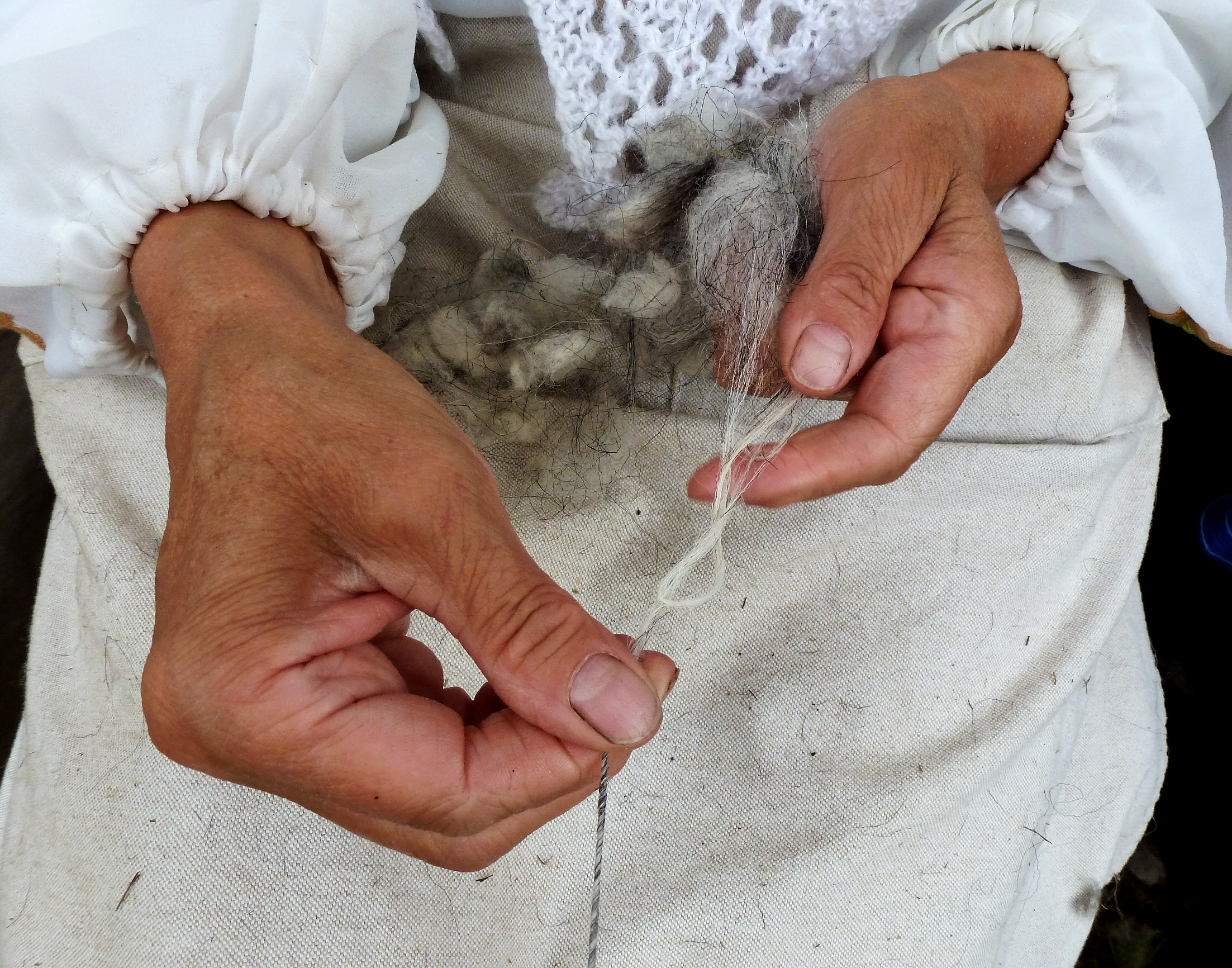 Hands of a spinner