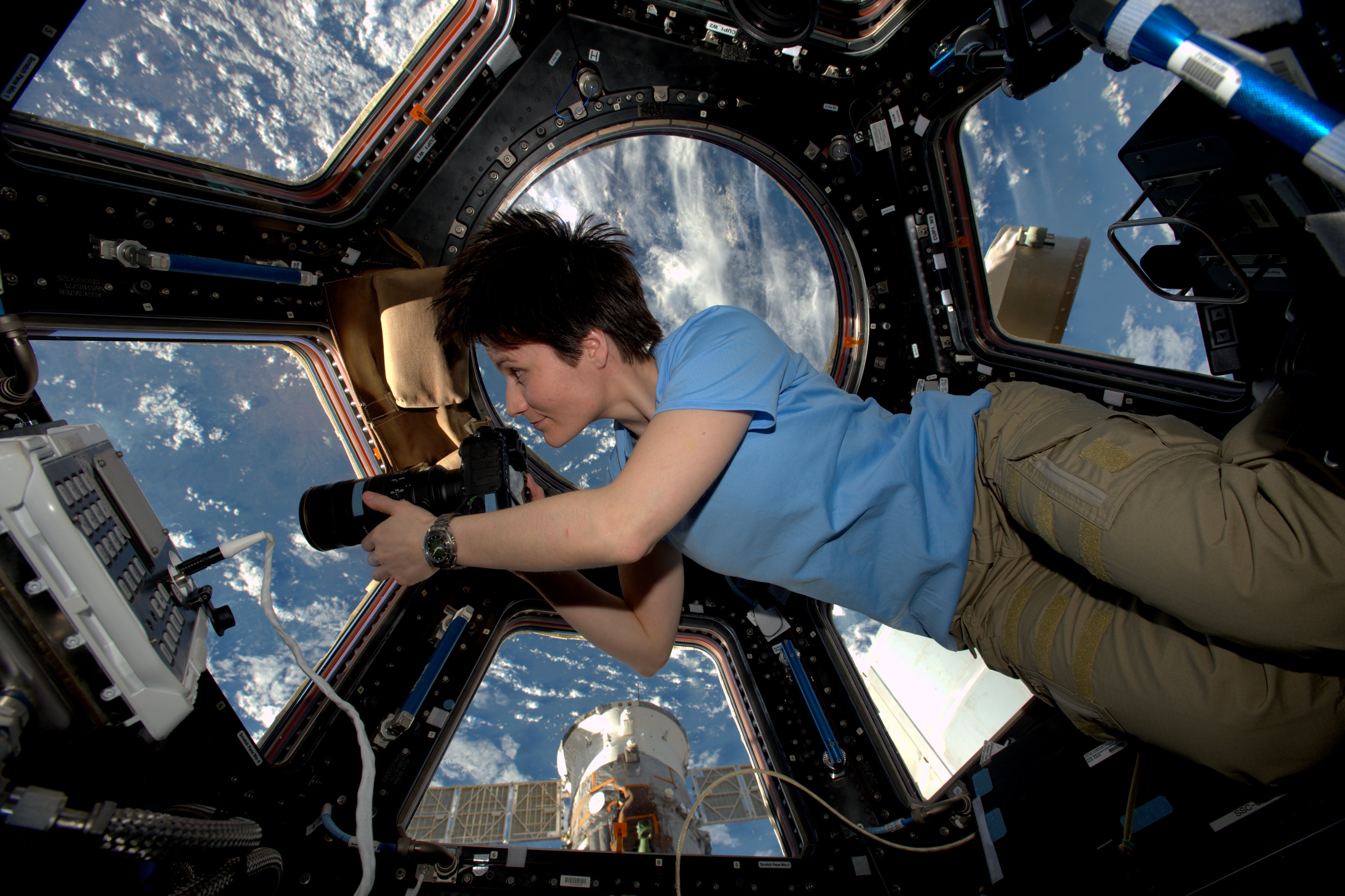 ISS-42 Samantha Cristoforetti in the Cupola
