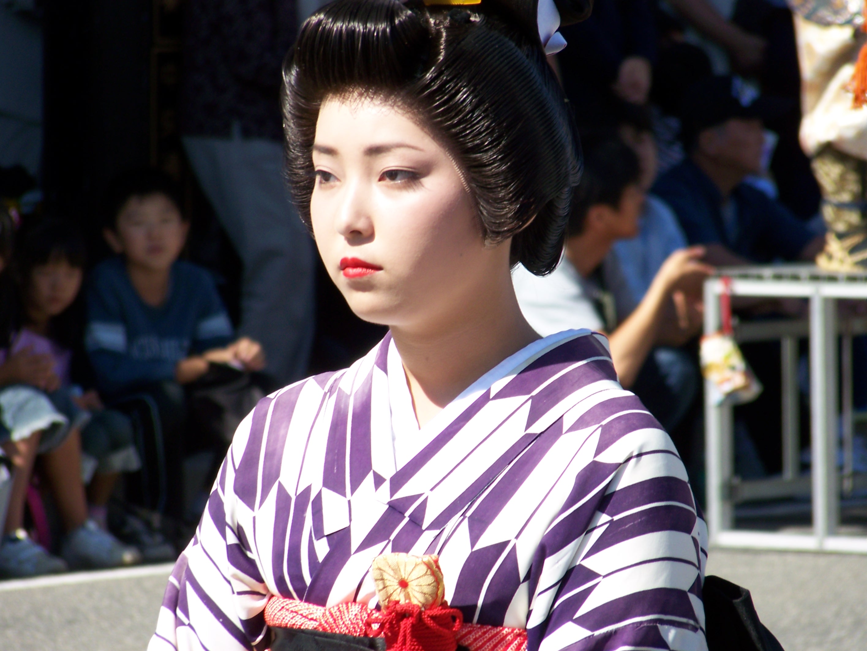 Kimono girl closeup in 2006 Aizu parade
