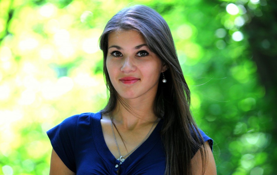 a cute brunette Catholic girl photographed in July 2013, portrait 15/15